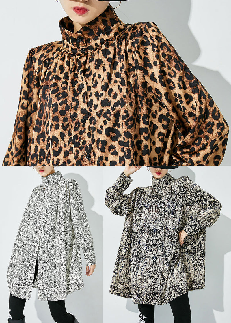 Original Design Oversized Leopard Print Blouses Spring