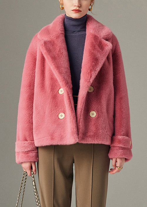 Original Design Rose Button Pockets Mink Hair Coats