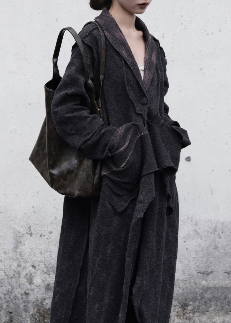 Original Design Ruffled Pockets Patchwork Wear on Both Sides Cotton Trench Spring
