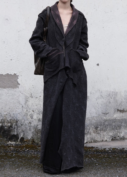 Original Design Ruffled Pockets Patchwork Wear on Both Sides Cotton Trench Spring