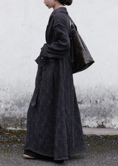 Original Design Ruffled Pockets Patchwork Wear on Both Sides Cotton Trench Spring