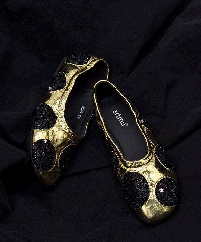 Original Design Silver Cowhide Leather Sequins Flat Shoes for