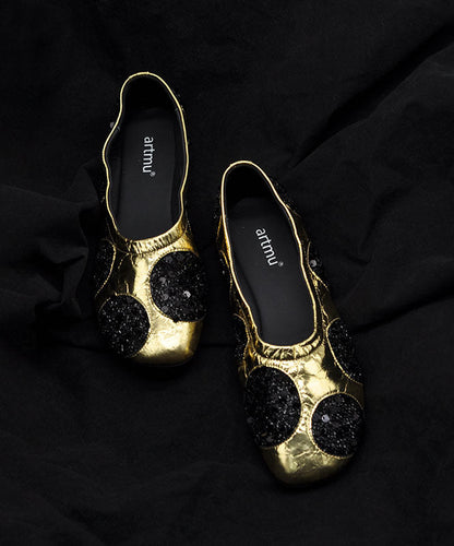 Original Design Silver Cowhide Leather Sequins Flat Shoes for