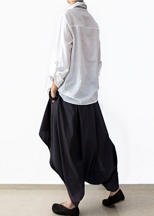 Original Design White Asymmetrical Design Cotton Shirt Spring