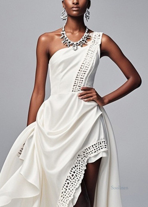 Original Design White Asymmetrical Hollow Out Party Dress Sleeveless