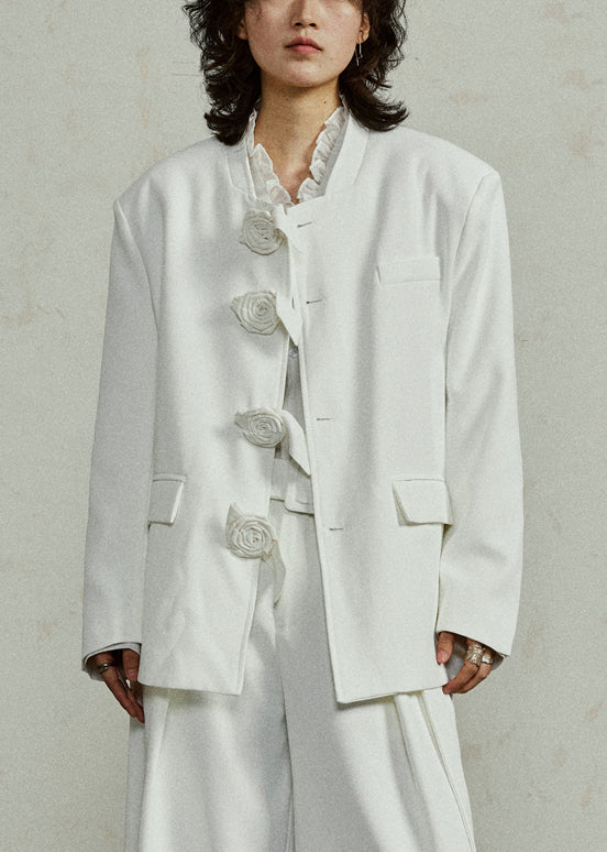 Original Design White Spandex Coat Fall