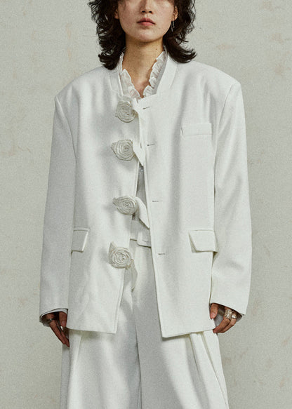 Original Design White Spandex Coat Fall