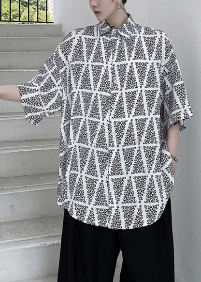 Original Design White Geometric Striped Shirts Summer