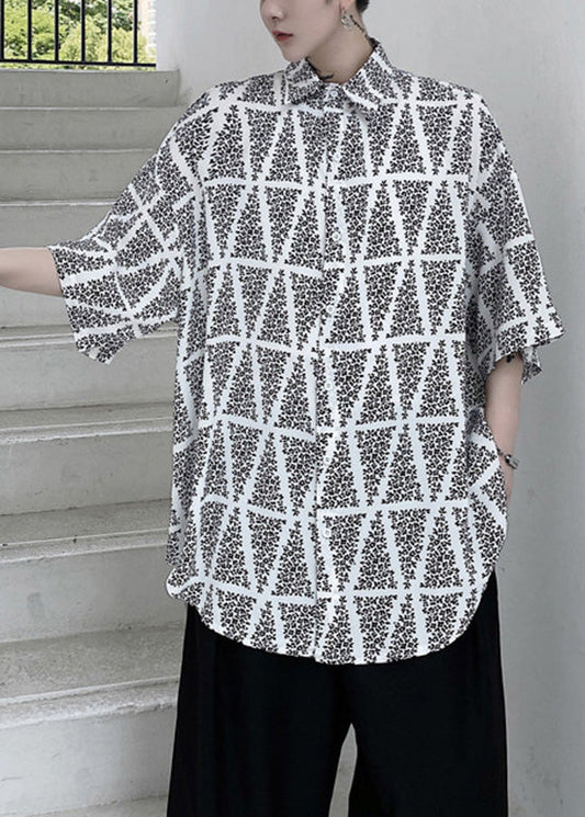 Original Design White Geometric Striped Shirts Summer