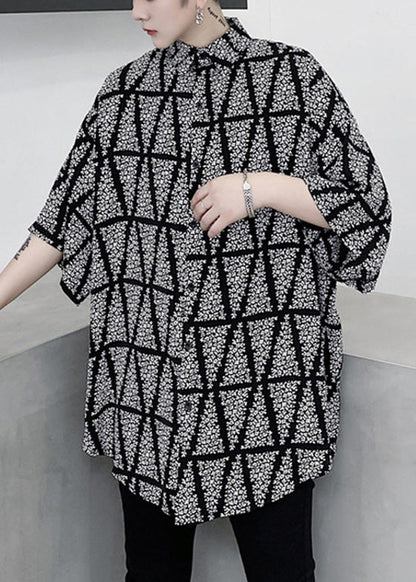 Original Design White Geometric Striped Shirts Summer