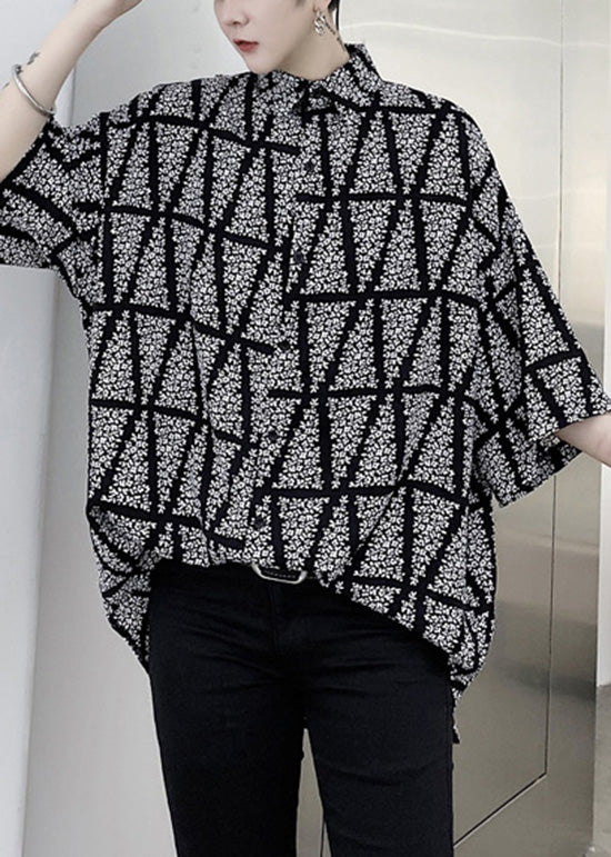 Original Design White Geometric Striped Shirts Summer