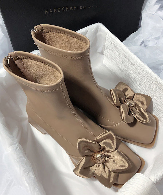Original French Apricot Splicing Chunky Boots