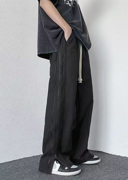 Original Grey Zip Up Pockets Cotton Pants Clothing Summer