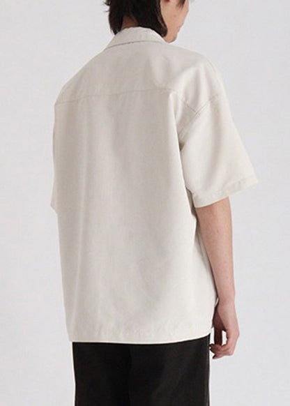 Original Light Grey Print Button Cotton Shirt Summer
