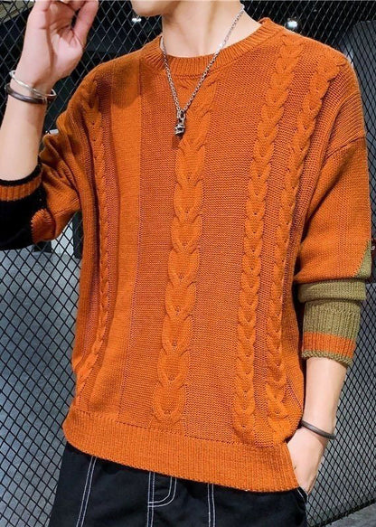 Original Orange O Neck Cozy Cable Knit Sweater