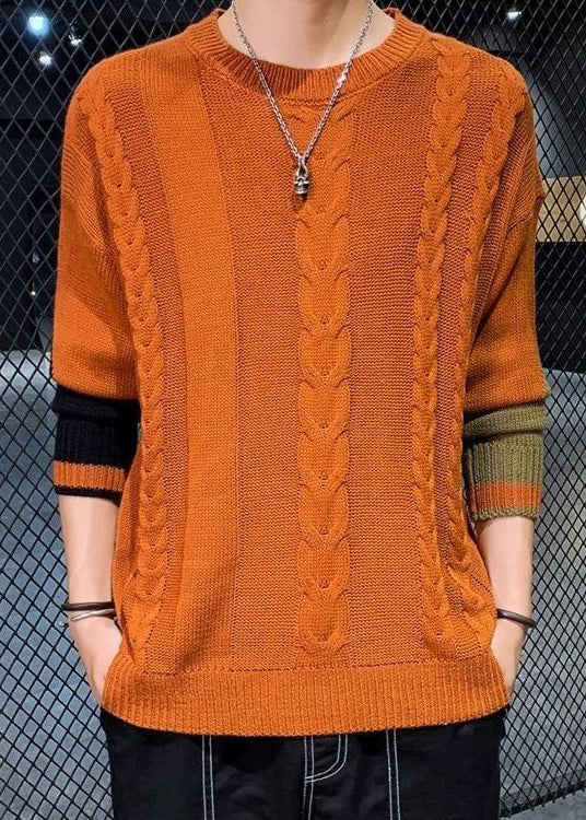 Original Orange O Neck Cozy Cable Knit Sweater