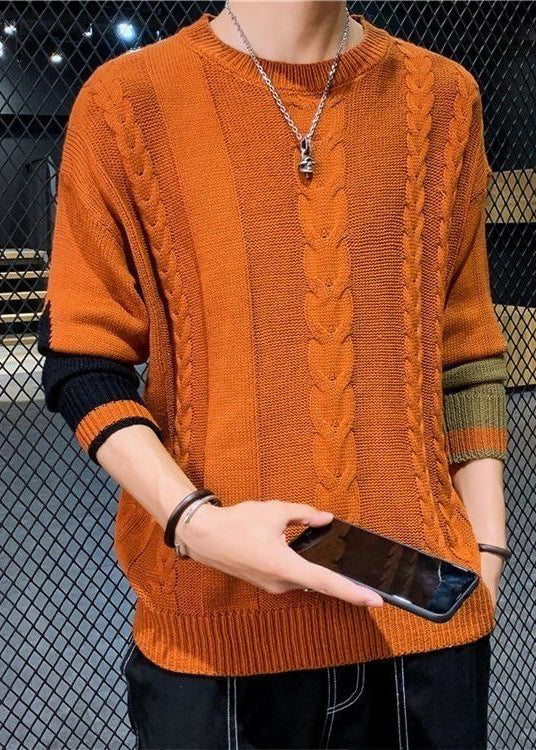 Original Orange O Neck Cozy Cable Knit Sweater