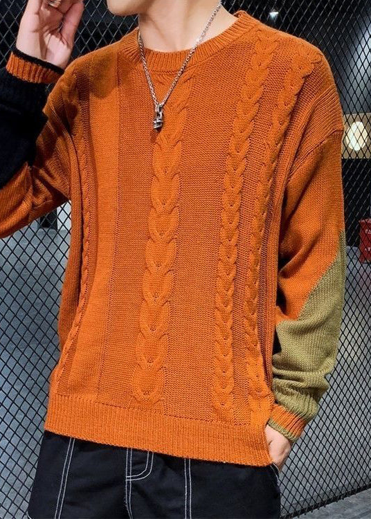Original Orange O Neck Cozy Cable Knit Sweater