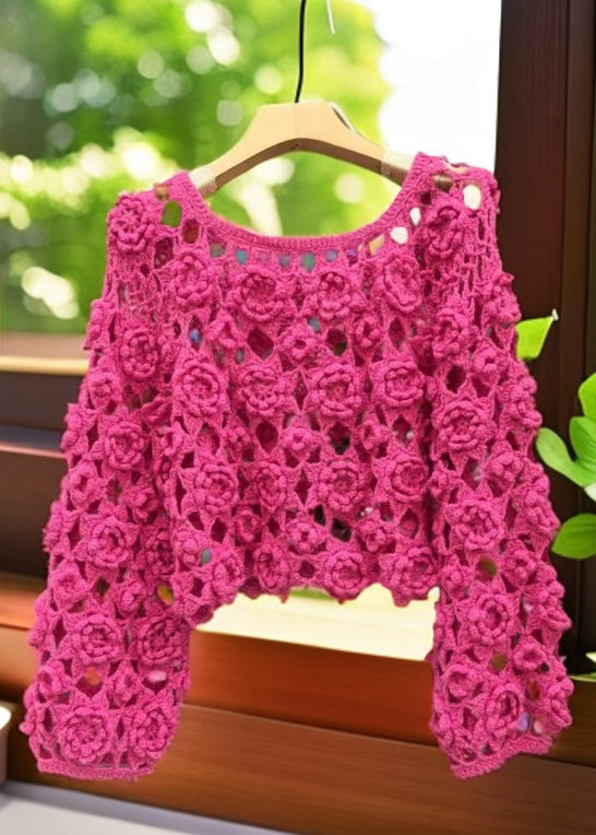 Original Rose Hollow Out Knit Sweaters Spring