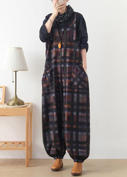 Original Design Worsted Jumpsuit British Classic Black Plaid Jumpsuit