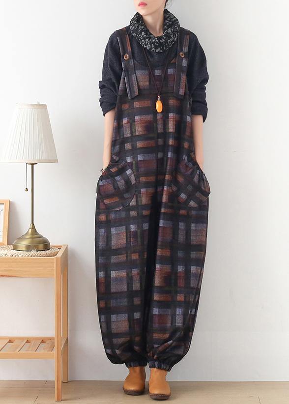 Original Design Worsted Jumpsuit British Classic Black Plaid Jumpsuit