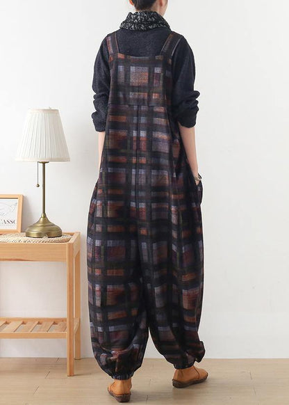 Original Design Worsted Jumpsuit British Classic Black Plaid Jumpsuit