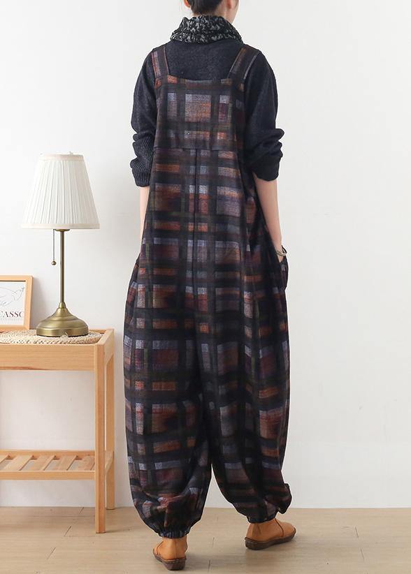 Original Design Worsted Jumpsuit British Classic Black Plaid Jumpsuit