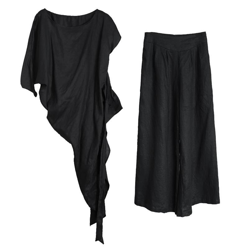 Original Female Irregular Suit Personality More Wearing Black Shirt Loose Pants Summer