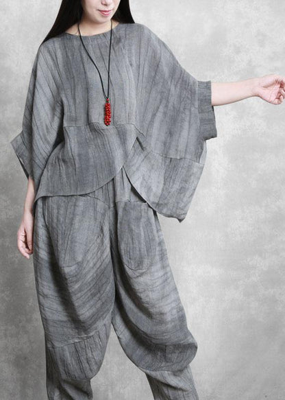 Original Gray Suit Loose Irregular Top Harem Pants Zen Two-piece Autumn