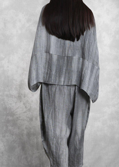 Original Gray Suit Loose Irregular Top Harem Pants Zen Two-piece Autumn