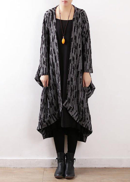 Original Gray Temperament Windbreaker With Irregular Mid-length Literary Style and Style Zen Accidental Set