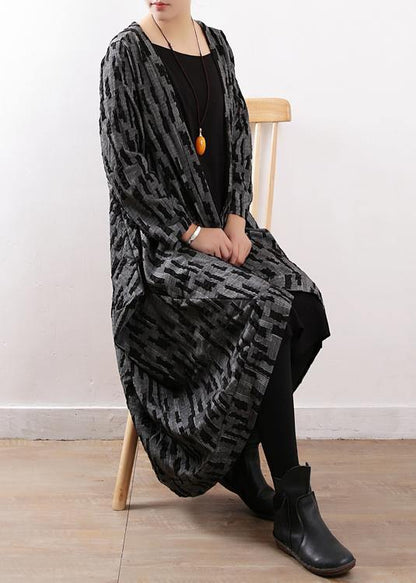 Original Gray Temperament Windbreaker With Irregular Mid-length Literary Style and Style Zen Accidental Set