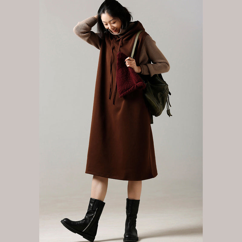 Oversized Sweater Dress Outfit Hooded Khaki Ugly Knitted Tops Hooded