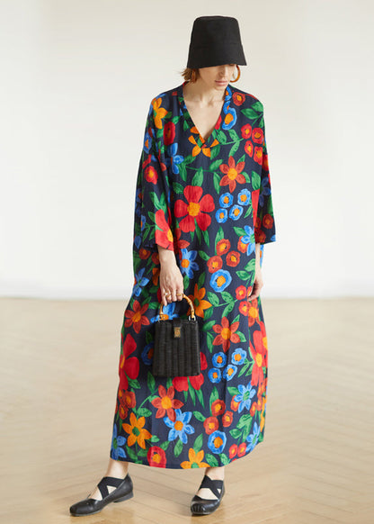 Oversized V Neck Cotton Vacation Robe Dresses Fall