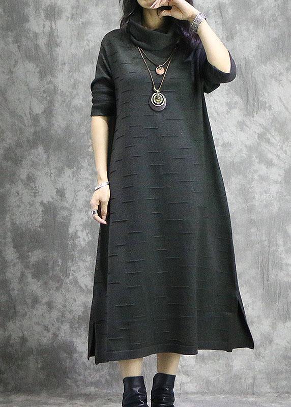 Oversized Black Sweater Dresses Diy High Neck Ugly Fall Knitwear