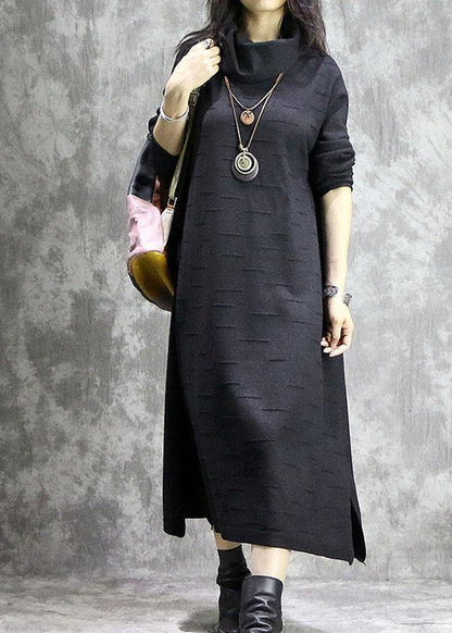 Oversized Black Sweater Dresses Diy High Neck Ugly Fall Knitwear