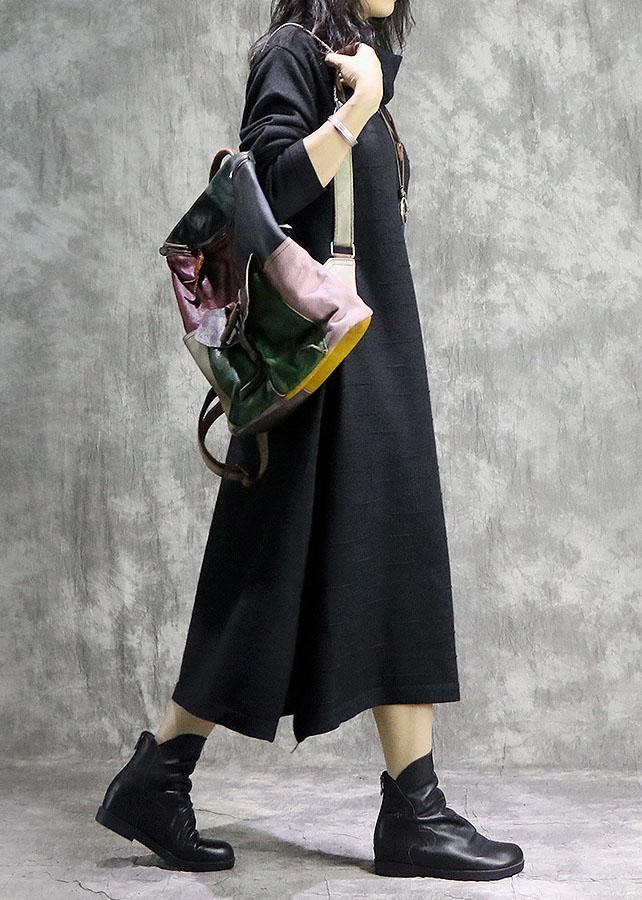 Oversized Black Sweater Dresses Diy High Neck Ugly Fall Knitwear