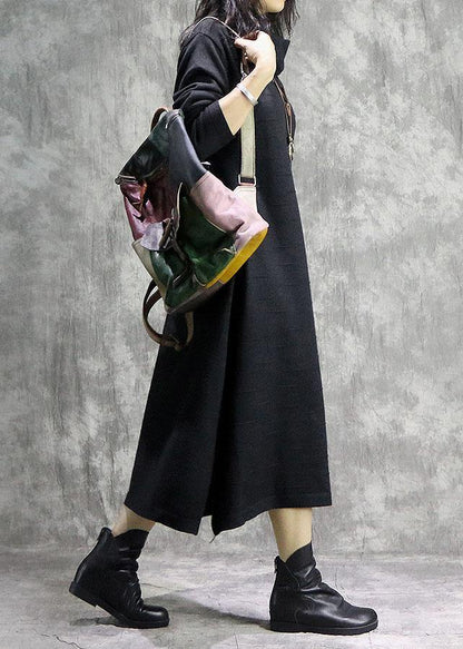 Oversized Black Sweater Dresses Diy High Neck Ugly Fall Knitwear