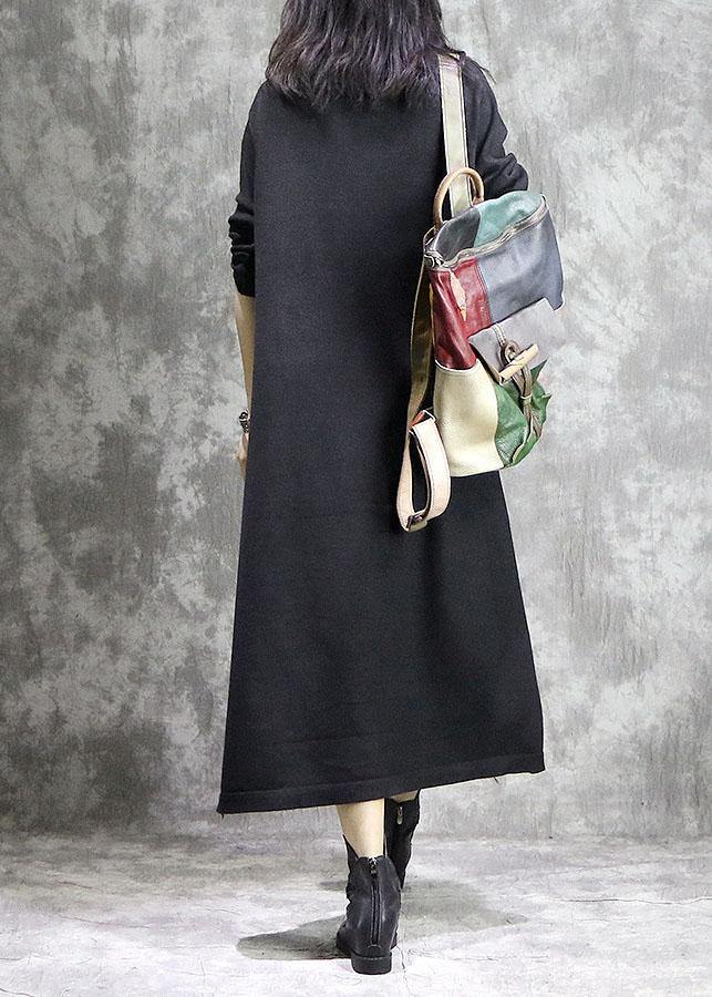 Oversized Black Sweater Dresses Diy High Neck Ugly Fall Knitwear