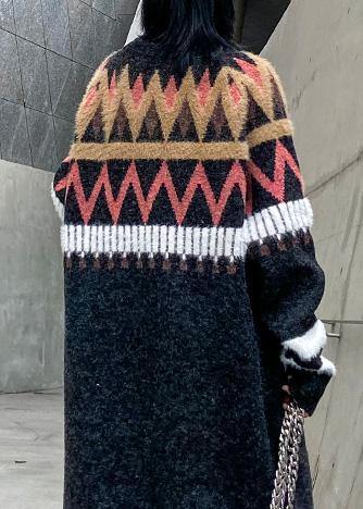 Oversized Black Sweater Weather Classy Geometric Diy Winter Knitted Tops