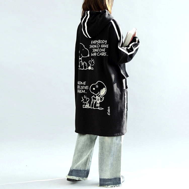 Oversized Black Hoodies Cotton Coats Warm Pullover Winter Dresses