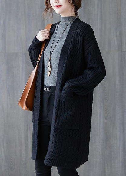 Oversized Black Knit Cardigans Fall Pockets Baggy Knit Sweat Coats