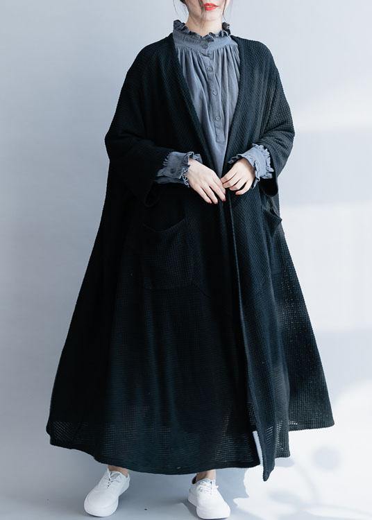 Oversized Fall Sweaters Clothing Black Big Hem Knitted Outwear