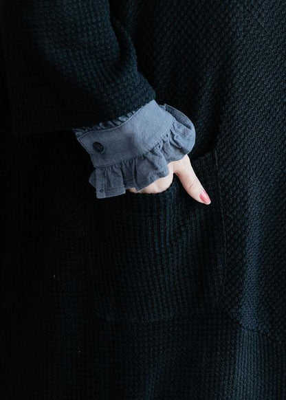 Oversized Fall Sweaters Clothing Black Big Hem Knitted Outwear