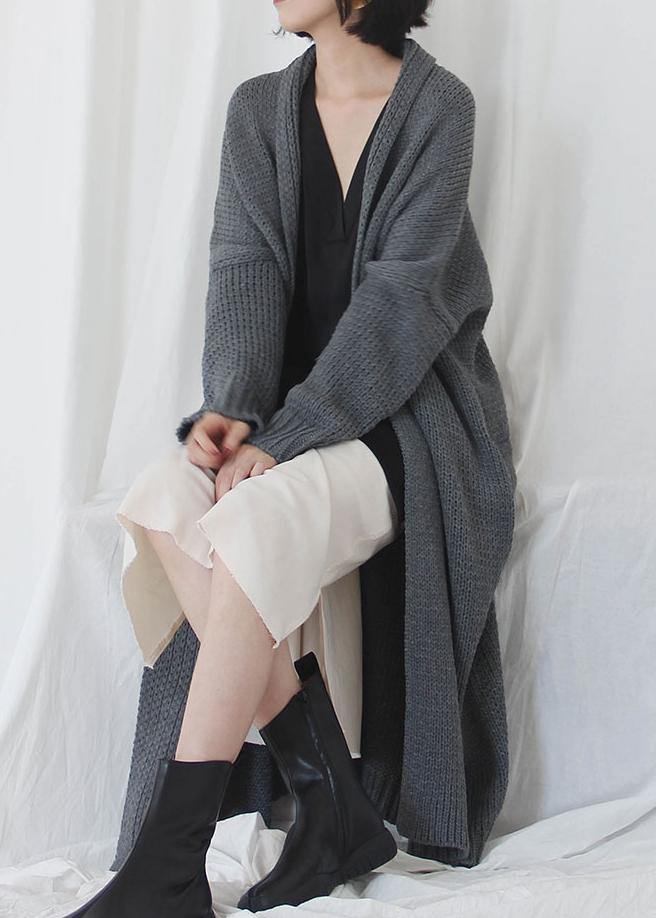 Oversized Fall Sweaters Clothing Gray Batwing Sleeve Knit Cardigans
