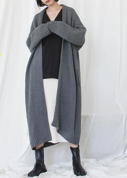 Oversized Fall Sweaters Clothing Gray Batwing Sleeve Knit Cardigans