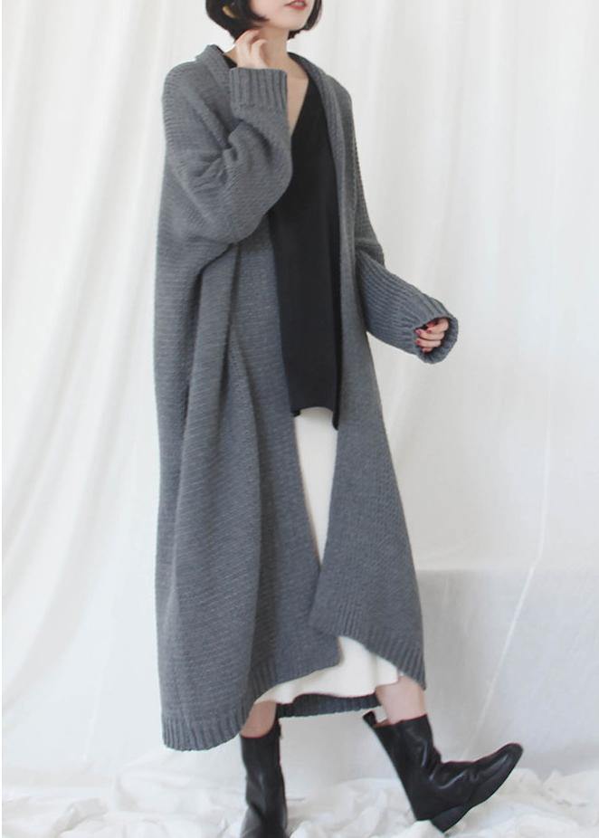 Oversized Fall Sweaters Clothing Gray Batwing Sleeve Knit Cardigans