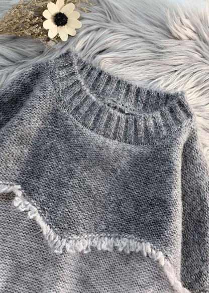 Oversized Gray Clothes for Oversize Patchwork Knit Sweat Tops