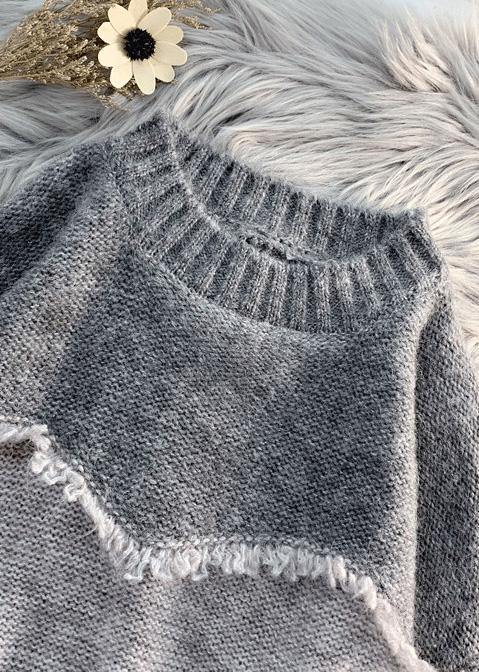 Oversized Gray Clothes for Oversize Patchwork Knit Sweat Tops