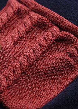 Oversized Navy Autumn Sweater Fall V Neck Knit Tops Appliques